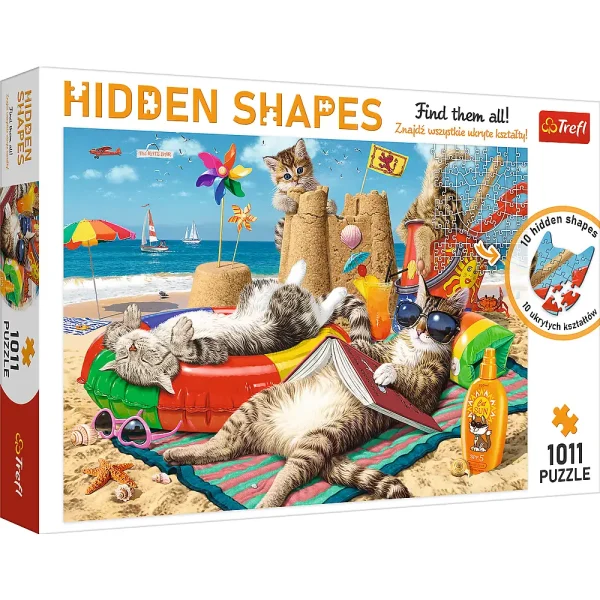Puzzle 1000 elemente cu forme ascunse "Pisicile in vacanta"