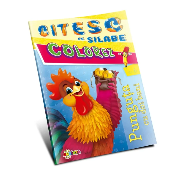 (56417) Citesc pe silabe. Colorez. Punguta cu doi bani