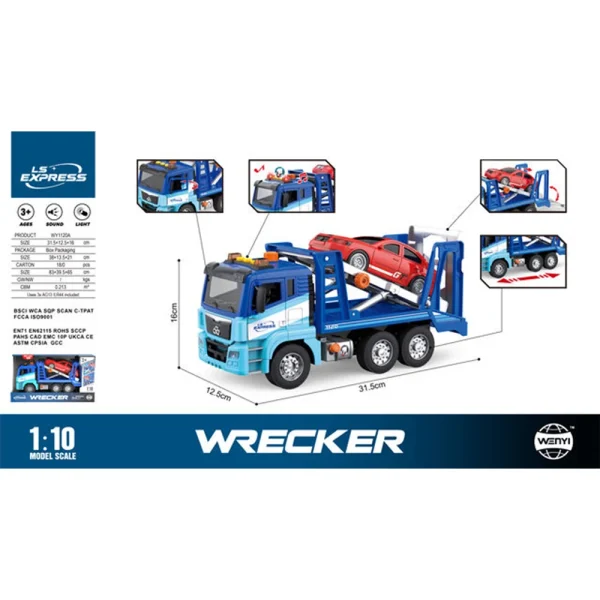(11208) Jucarie evacuator pe baterii in set cu masina  WY1120A