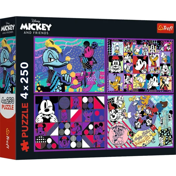 Puzzle 4x250 "Aventurile lui Mickey Mouse"